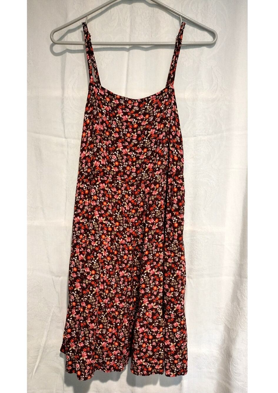Old Navy Medium Burgundy Pink Floral Mini Dress Whimsigoth Summer Beach Vacation